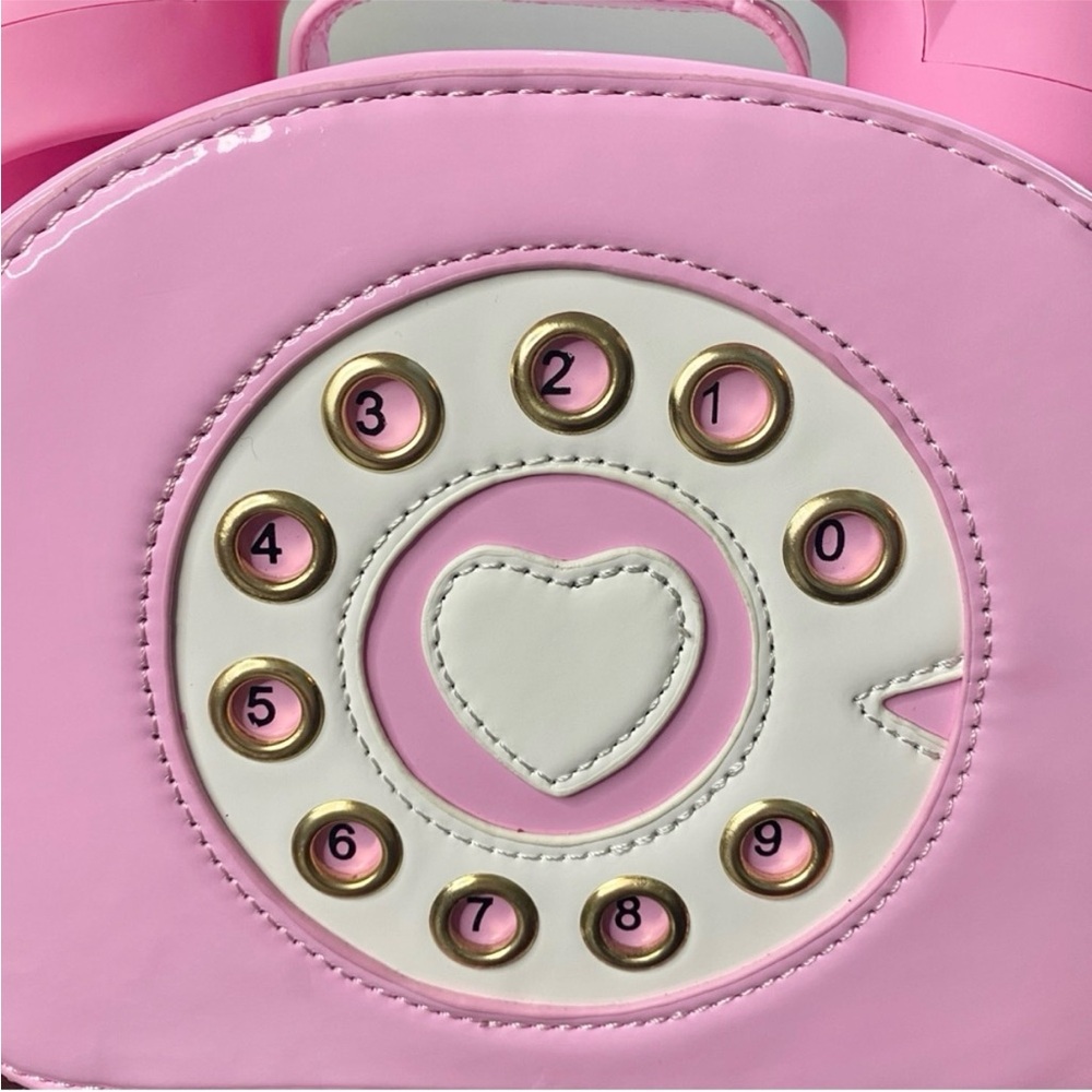 Pink Retro Rotary Telephone Clutch Purse Crossbody Handbag - Picture 3 of 11
